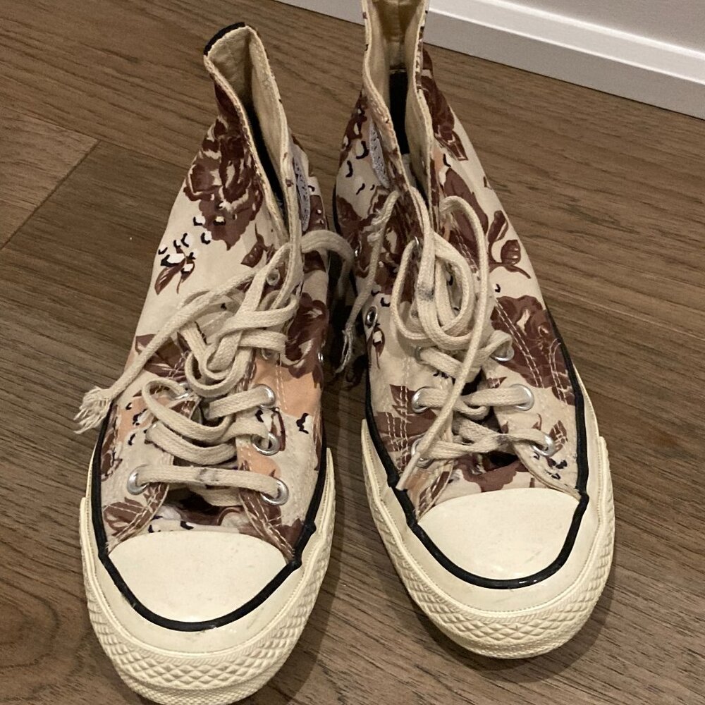 70s Style Brown Floral Converse
